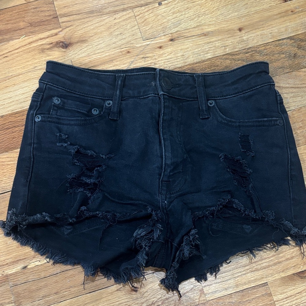 Aeropostale Black Ripped Jean Shorts